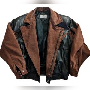 Ash Creek trading brown suede and black leather jacket